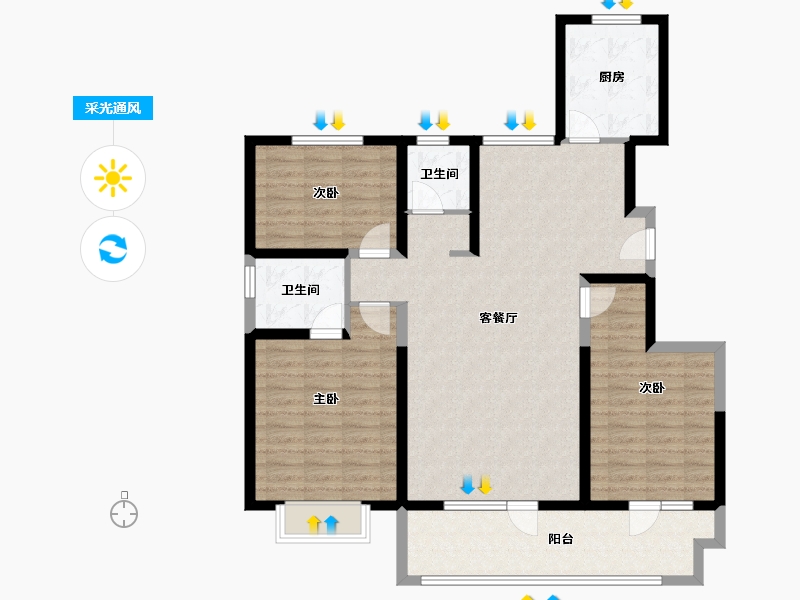 河北省-廊坊市-书香雅苑-110.44-户型库-采光通风