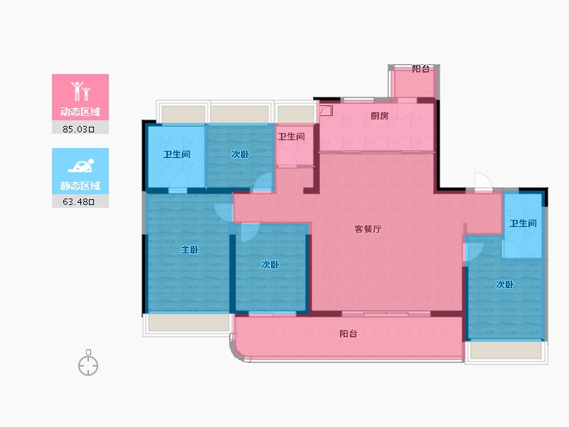 江苏省-苏州市-苏州花语云萃华庭-134.40-户型库-动静分区