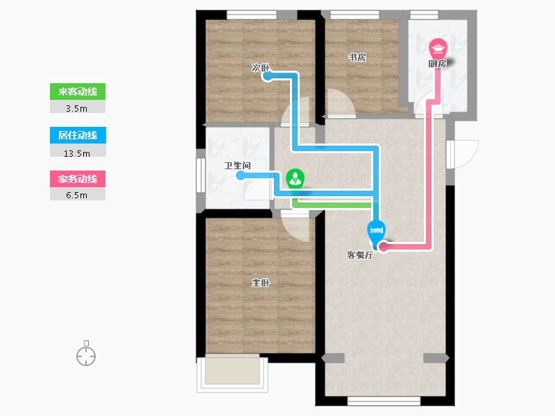 河北省-廊坊市-天佑家园-63.51-户型库-动静线