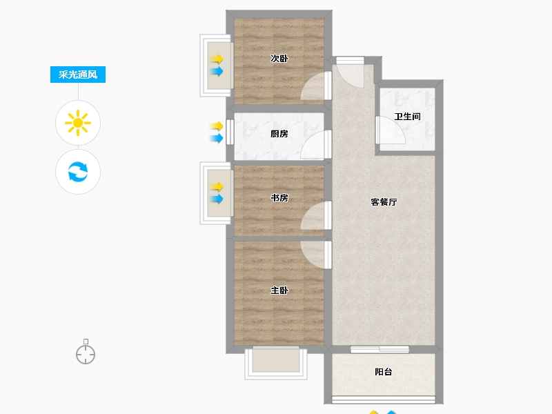 河北省-廊坊市-书香雅苑-61.46-户型库-采光通风