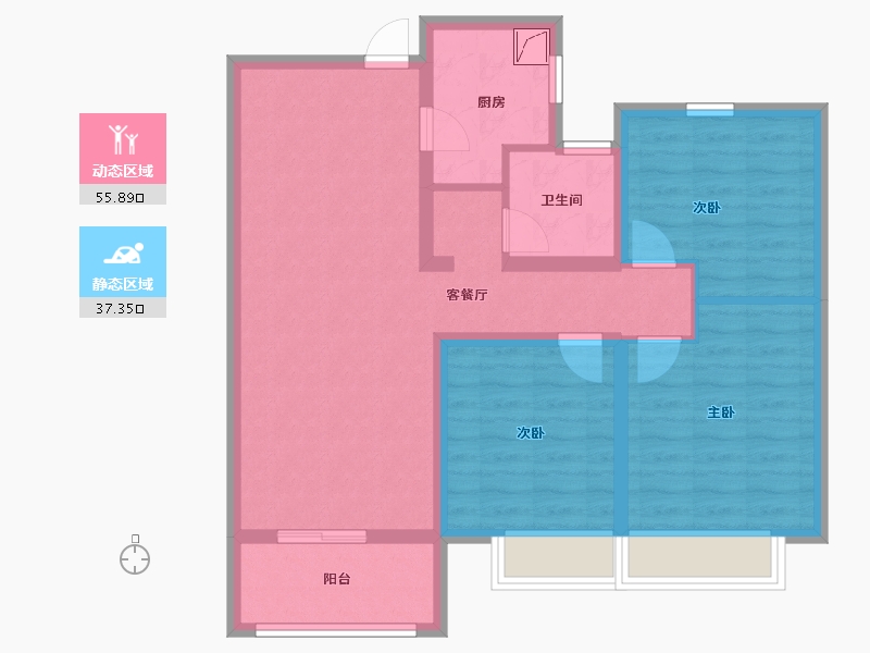 山西省-晋中市-阳光城文澜府-82.45-户型库-动静分区