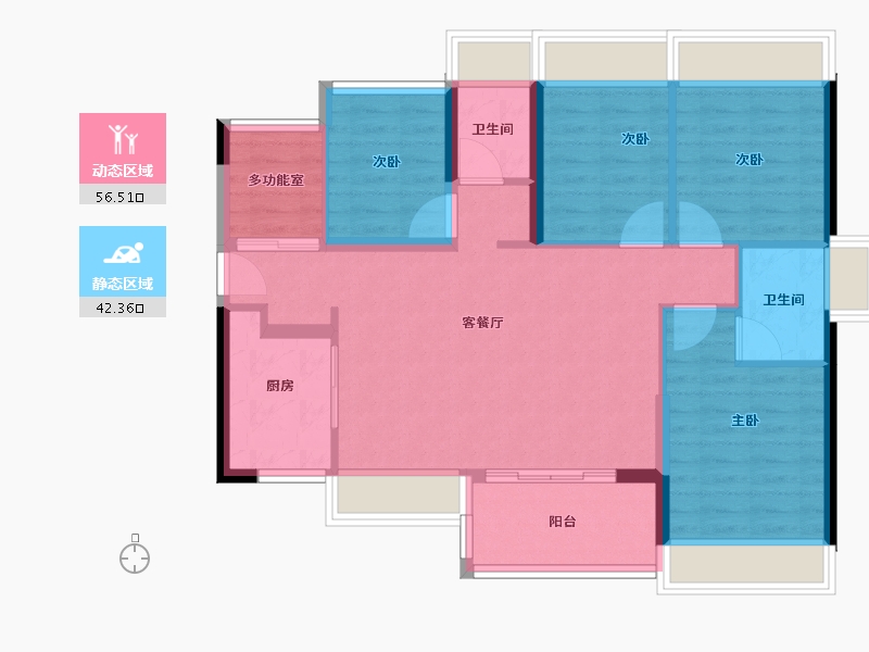 广东省-广州市-公交珠实花城云著-88.80-户型库-动静分区