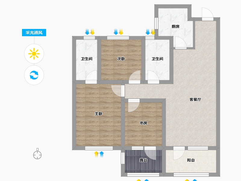 河北省-石家庄市-万合名著-93.47-户型库-采光通风