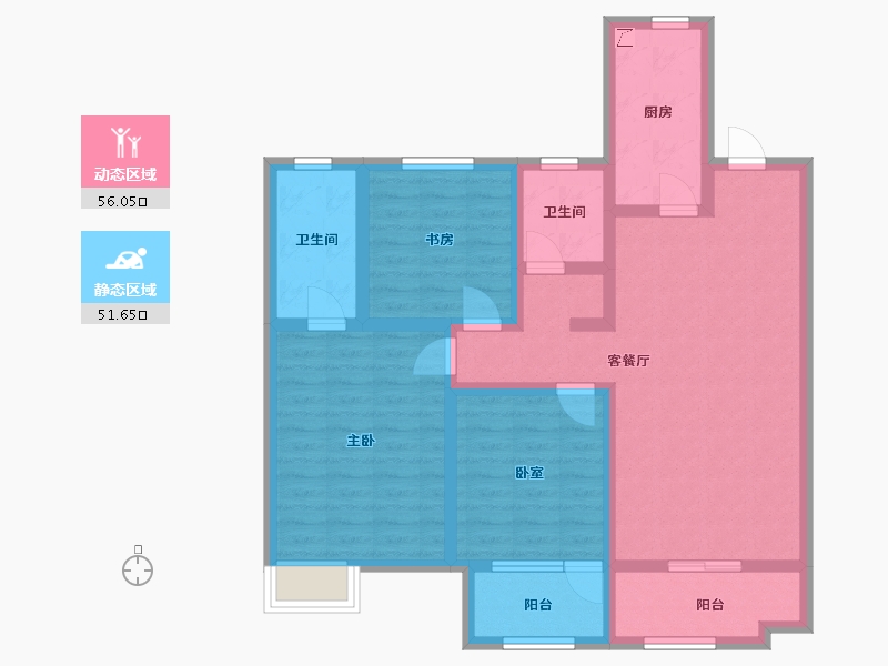 河北省-石家庄市-旭辉滨河江来原旭辉公元-94.41-户型库-动静分区