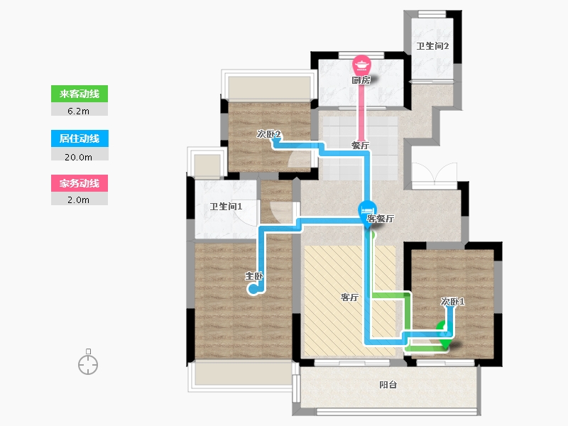 江苏省-徐州市-恒华天境-85.60-户型库-动静线