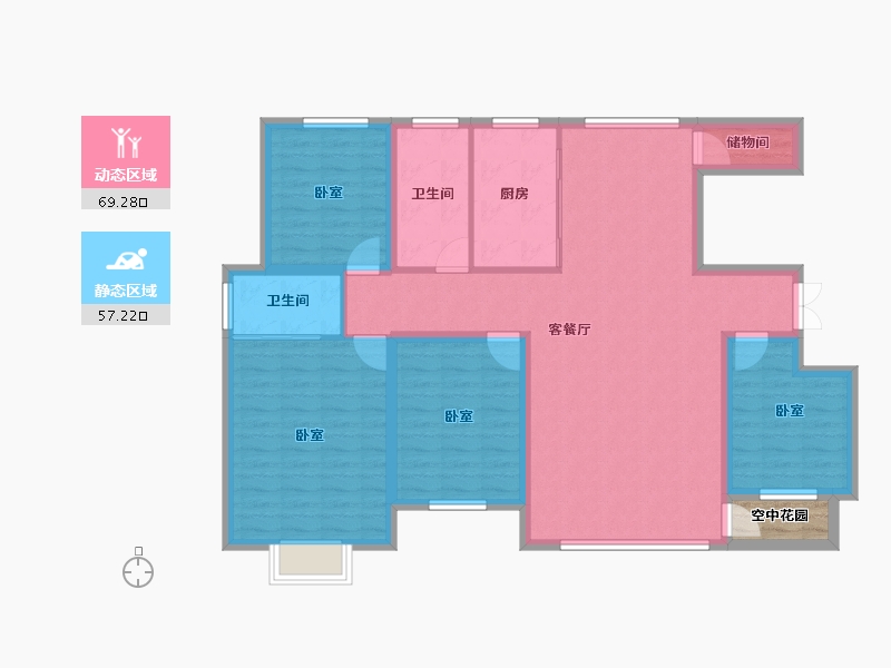 甘肃省-张掖市-鼎和新城丽景-116.55-户型库-动静分区