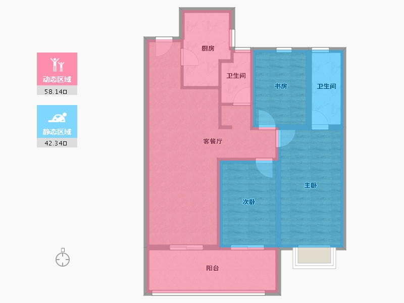 山西省-晋中市-阳光城文澜府-89.15-户型库-动静分区