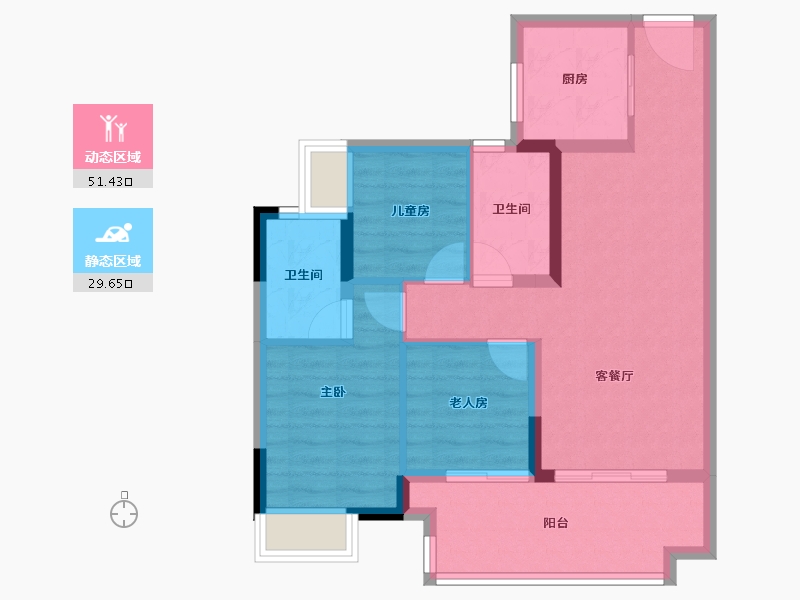 广东省-广州市-保利珑玥公馆-72.11-户型库-动静分区