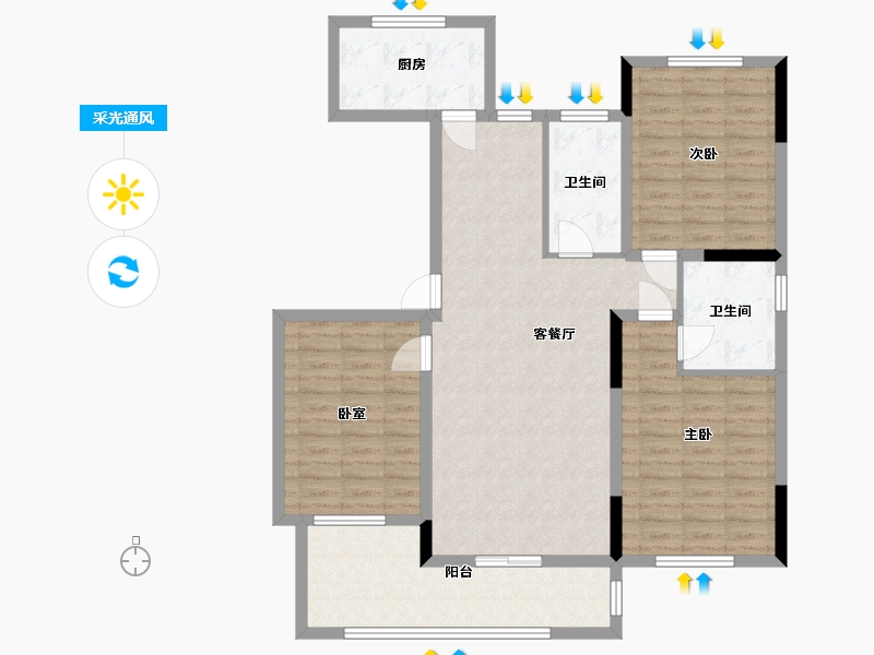 浙江省-金华市-金科-108.00-户型库-采光通风