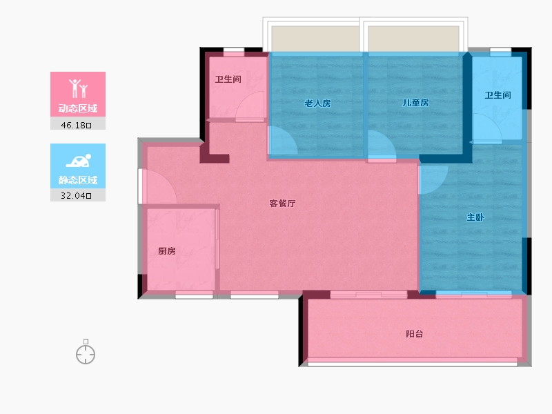 广东省-广州市-保利珑玥公馆-70.41-户型库-动静分区