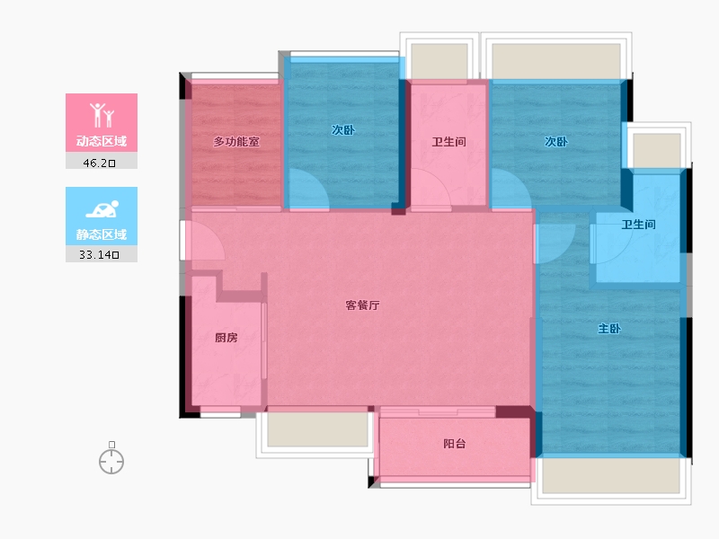 广东省-广州市-公交珠实花城云著-71.20-户型库-动静分区