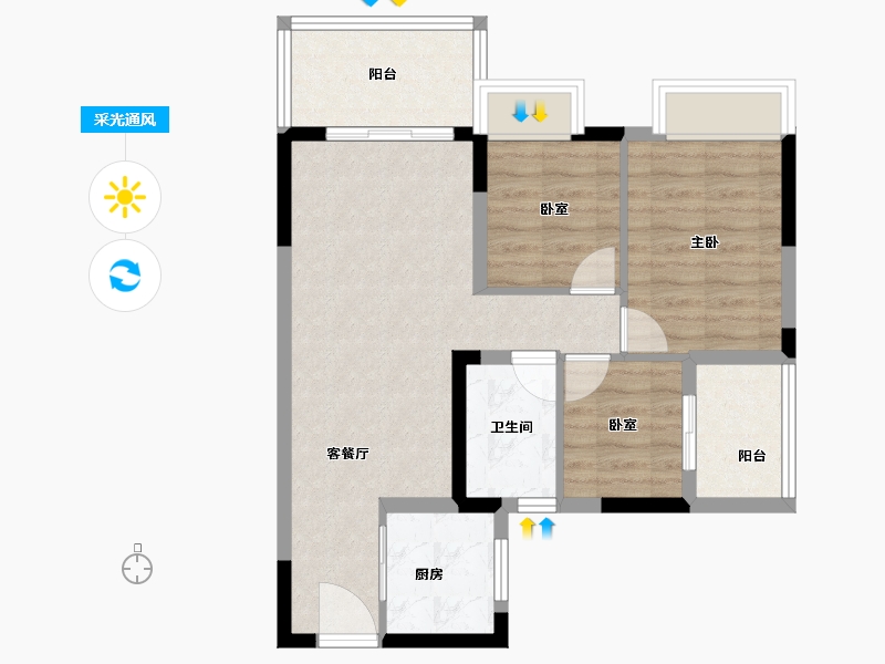 广东省-广州市-保利珑玥公馆-66.73-户型库-采光通风