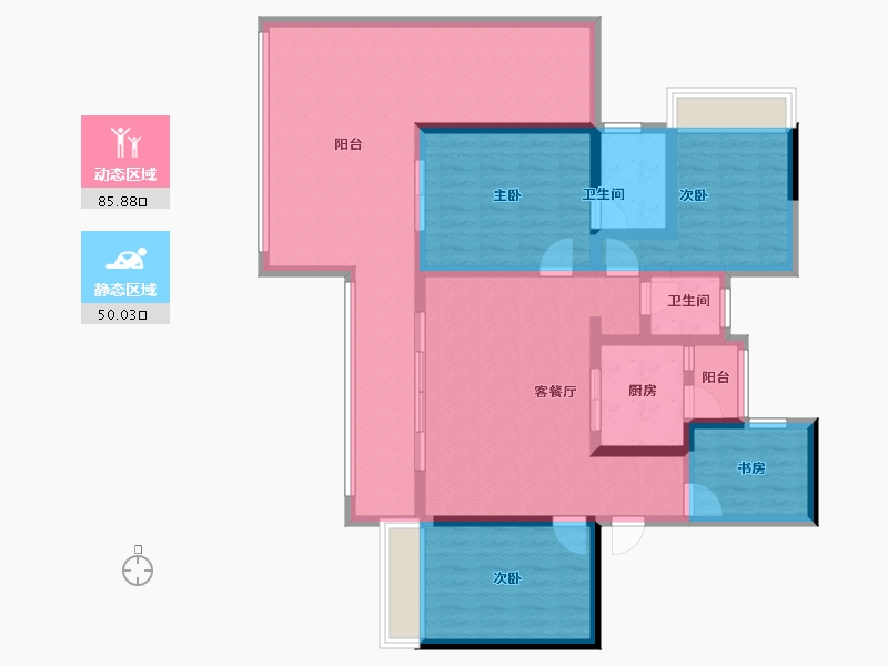 云南省-昆明市-安宁吾悦广场-120.90-户型库-动静分区