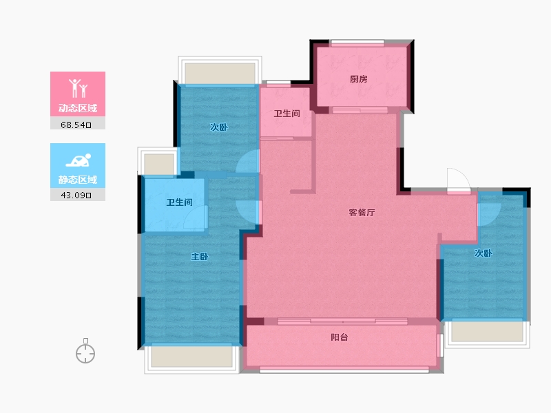 江苏省-苏州市-科技城幸福里-100.80-户型库-动静分区