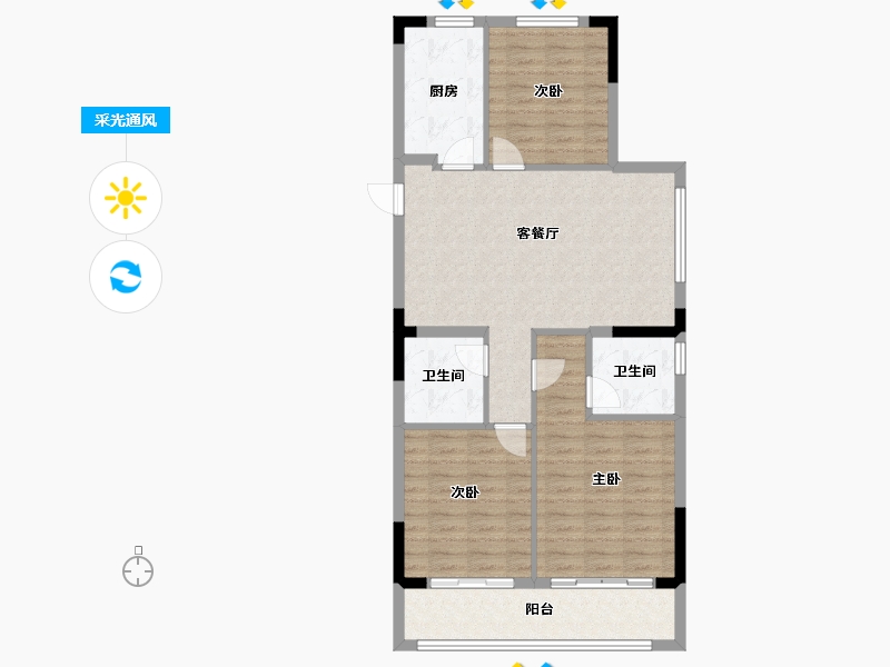 浙江省-杭州市-杭房启润学府-92.00-户型库-采光通风