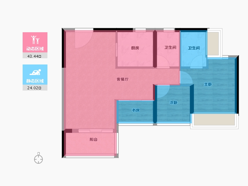 广东省-广州市-中海江泰里-59.99-户型库-动静分区