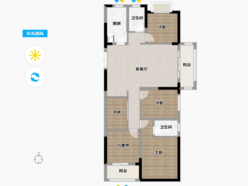 河南省-信阳市-和谐广场-120.00-户型库-采光通风