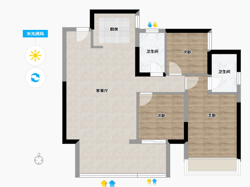 广西壮族自治区-南宁市-北投时代-81.48-户型库-采光通风