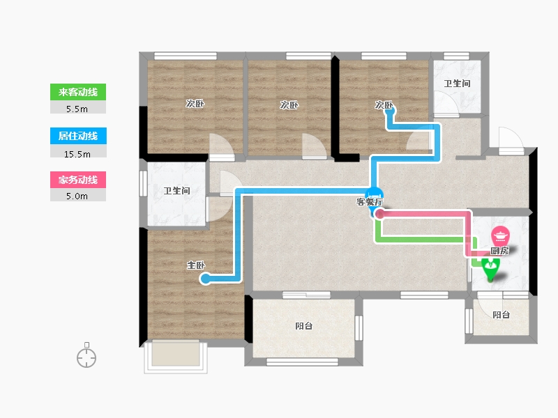 四川省-成都市-淘淘橙-80.00-户型库-动静线