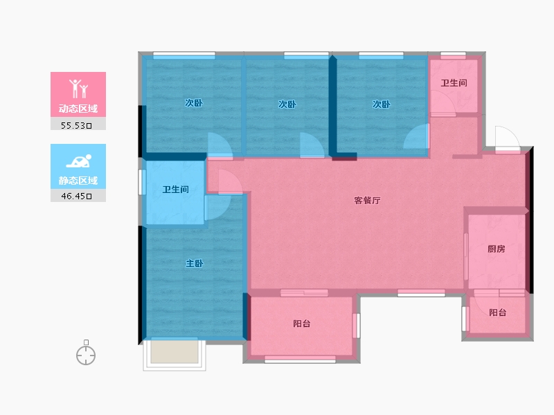 四川省-成都市-淘淘橙-80.00-户型库-动静分区