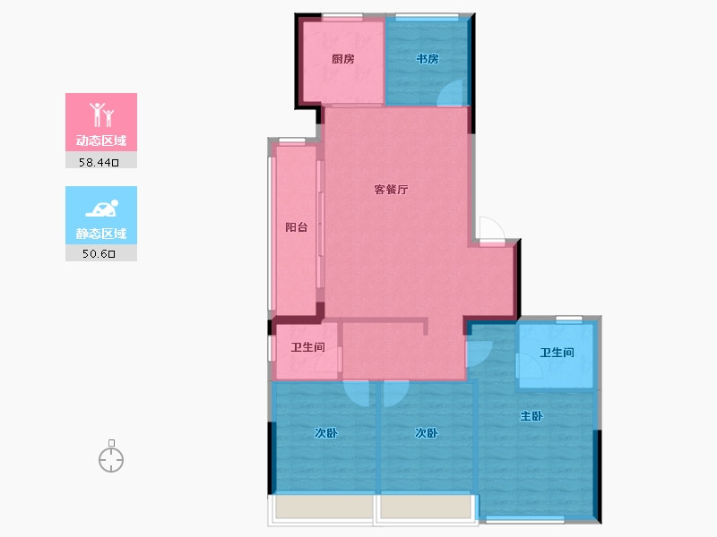 浙江省-杭州市-绿城华润晓月映翠-99.19-户型库-动静分区