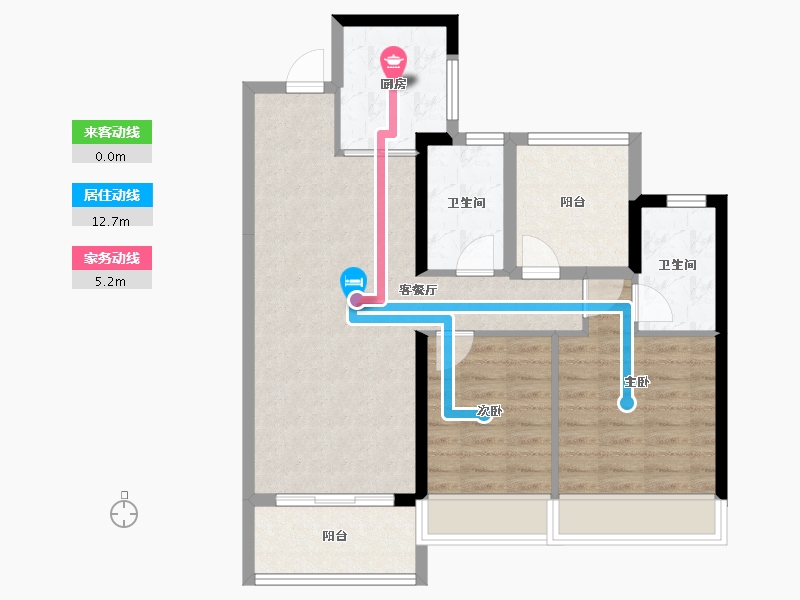 广东省-佛山市-海伦堡美的玫悦府-77.76-户型库-动静线