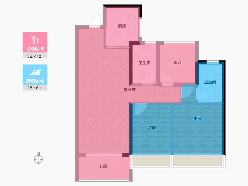 广东省-佛山市-海伦堡美的玫悦府-77.76-户型库-动静分区