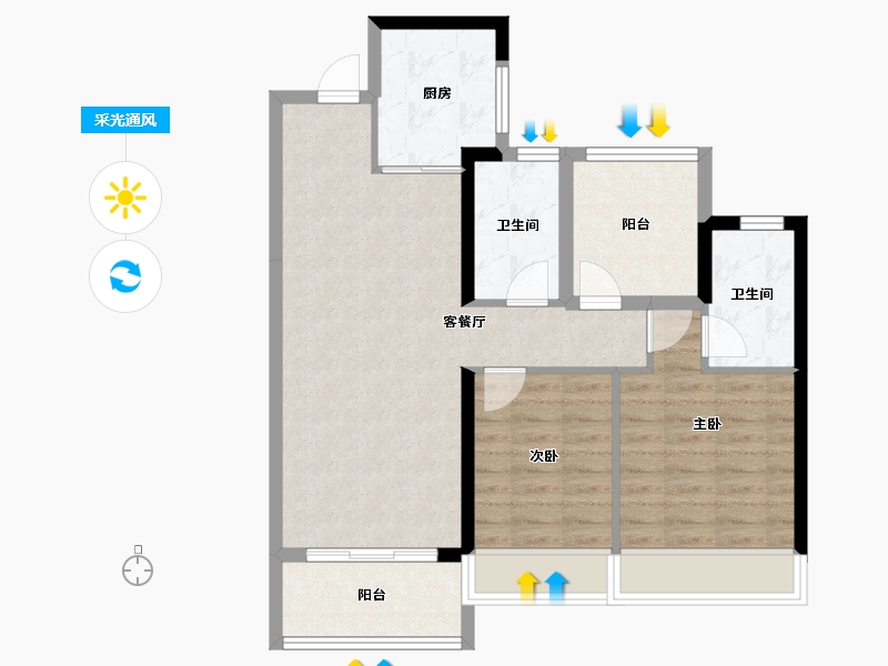 广东省-佛山市-海伦堡美的玫悦府-77.76-户型库-采光通风