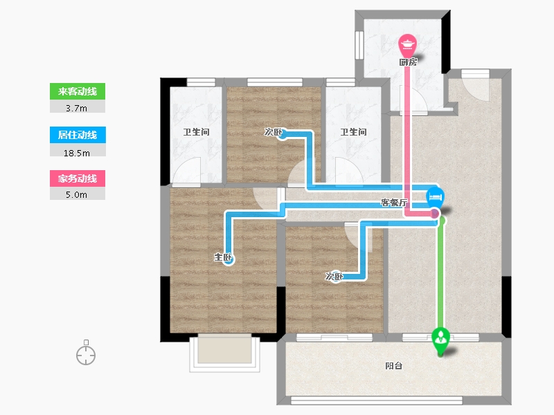 浙江省-宁波市-保利明玥春汀-75.39-户型库-动静线