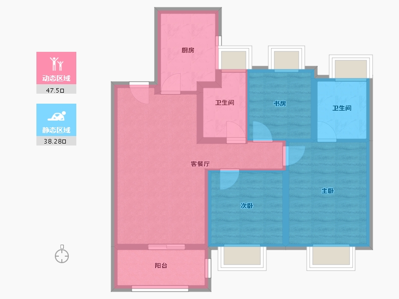 上海-上海市-金地嘉源-76.00-户型库-动静分区