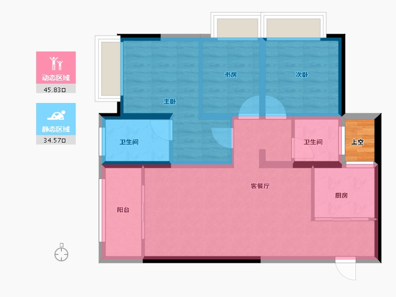 云南省-昆明市-安宁吾悦广场-72.86-户型库-动静分区