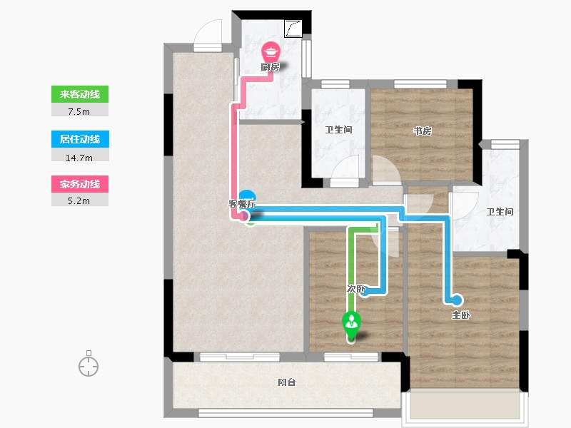 浙江省-杭州市-杭房启润学府-80.00-户型库-动静线