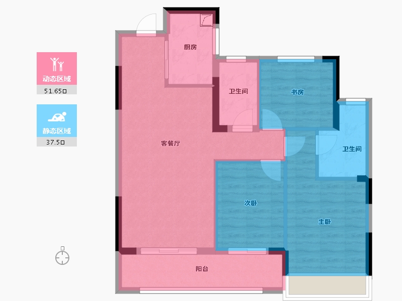 浙江省-杭州市-杭房启润学府-80.00-户型库-动静分区