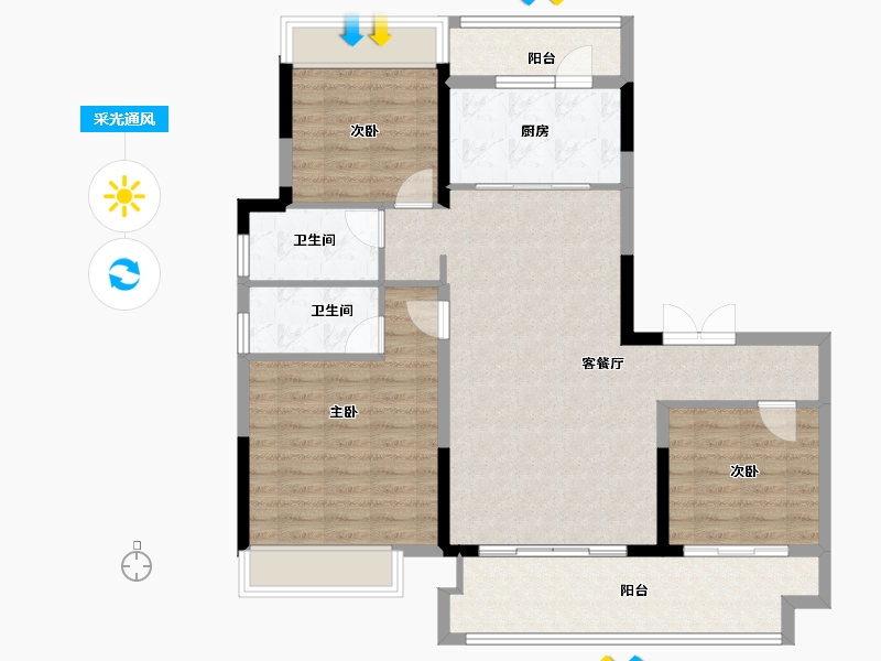 河南省-信阳市-潢川建业城2期云境-103.13-户型库-采光通风