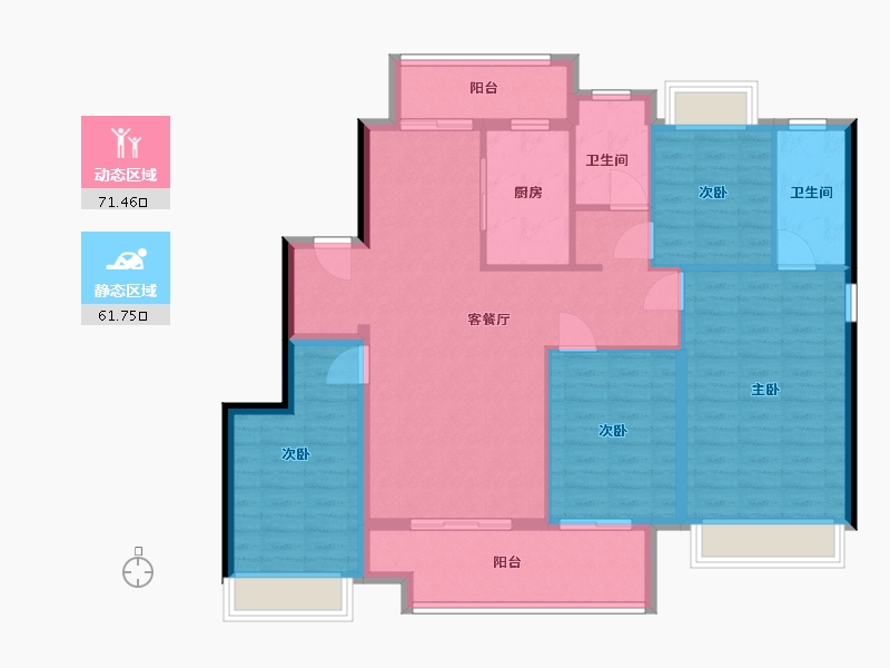 江苏省-泰州市-绿城春江明月-120.63-户型库-动静分区