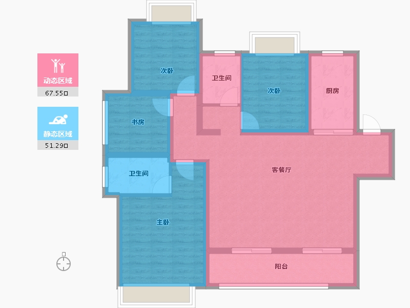 云南省-昆明市-安宁吾悦广场-106.06-户型库-动静分区