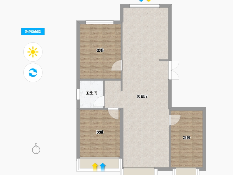 内蒙古自治区-兴安盟-龙珠新城三期-91.00-户型库-采光通风