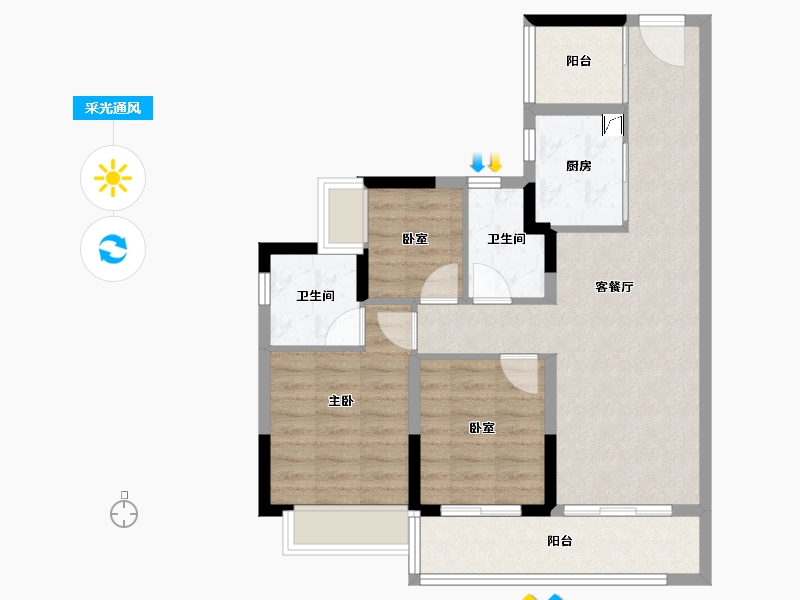 广东省-广州市-中铁建信达花语天宸-77.39-户型库-采光通风