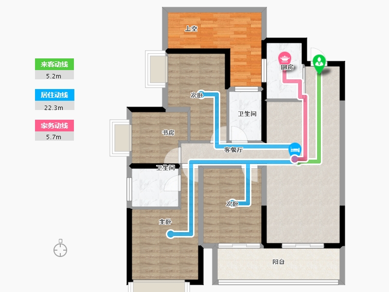 云南省-昆明市-安宁吾悦广场-105.96-户型库-动静线