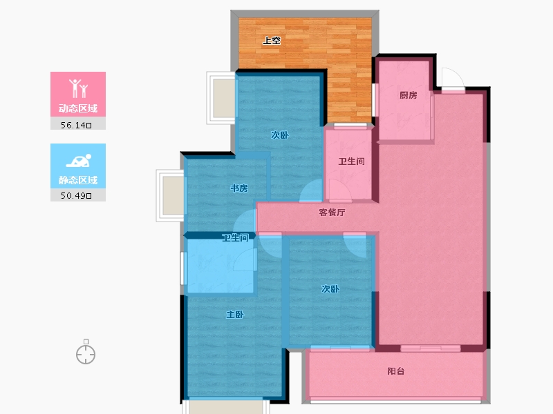 云南省-昆明市-安宁吾悦广场-105.96-户型库-动静分区