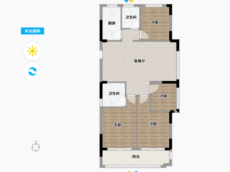 浙江省-杭州市-杭房启润学府-100.00-户型库-采光通风