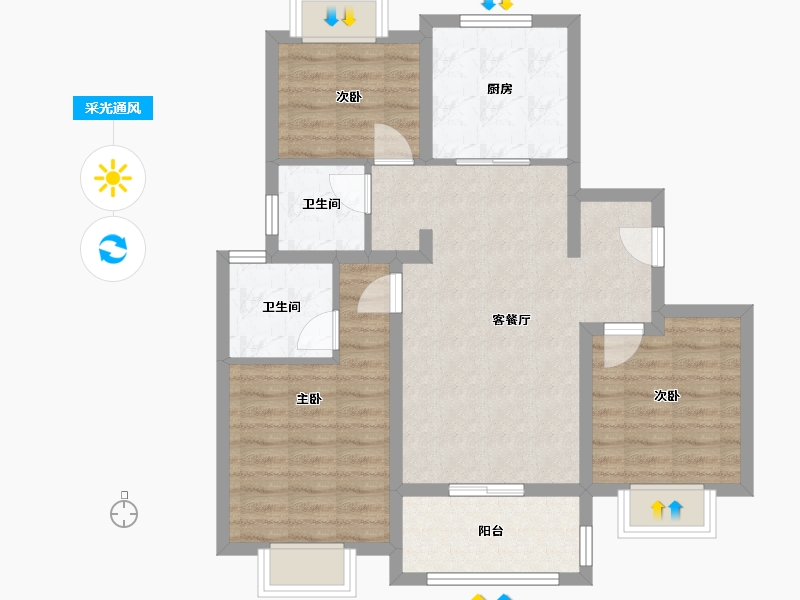 上海-上海市-保利云上浔光-77.60-户型库-采光通风