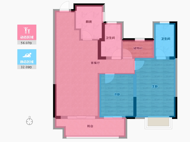 江苏省-苏州市-翰和苑-78.40-户型库-动静分区