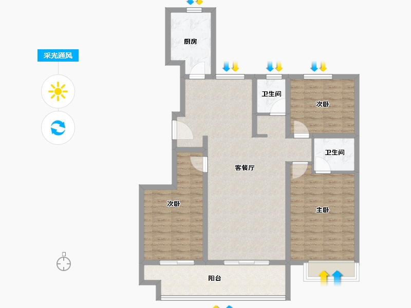 河北省-廊坊市-书香雅苑-100.98-户型库-采光通风