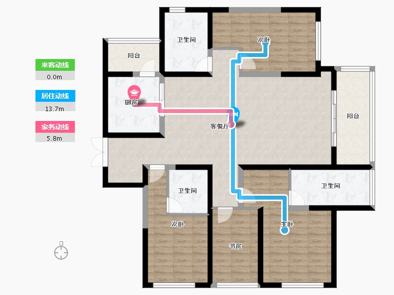 江苏省-苏州市-览月阁-140.00-户型库-动静线