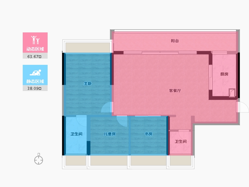 贵州省-六盘水市-新城凤凰臺-91.62-户型库-动静分区