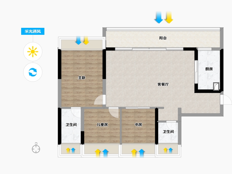 贵州省-六盘水市-新城凤凰臺-91.62-户型库-采光通风