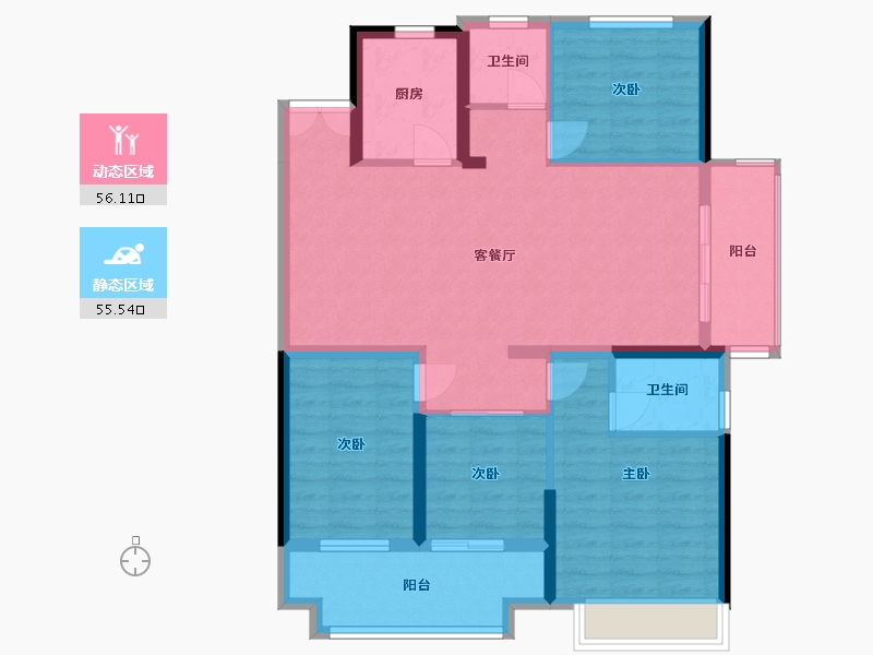 湖北省-仙桃市-锦绣江山望府-104.46-户型库-动静分区