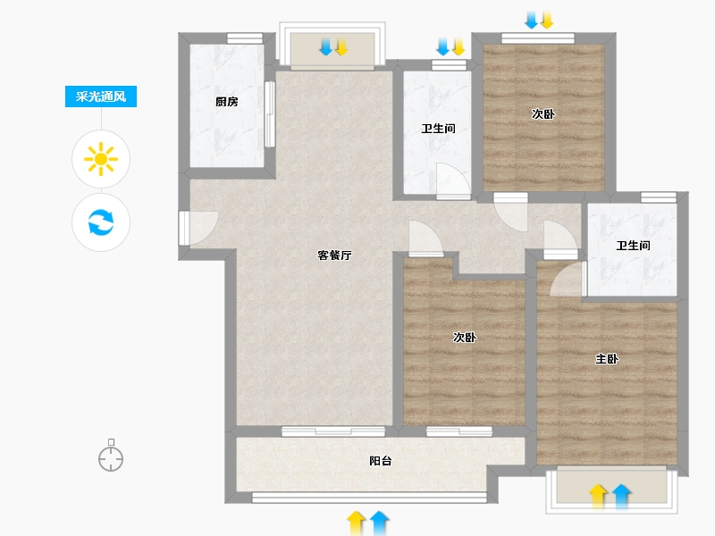 湖南省-长沙市-融创会展上东区-94.61-户型库-采光通风