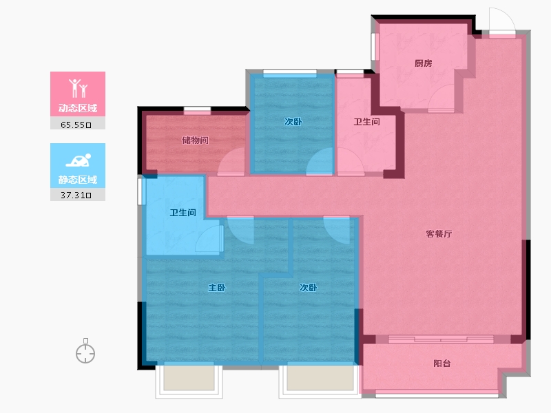 江苏省-苏州市-翰和苑-92.00-户型库-动静分区